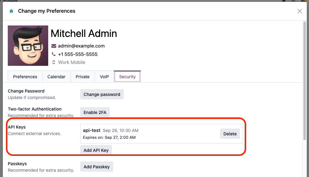 odoo api key, odoo benutzerprofil, odoo 19 sicherheit, odoo zugriff doc feature