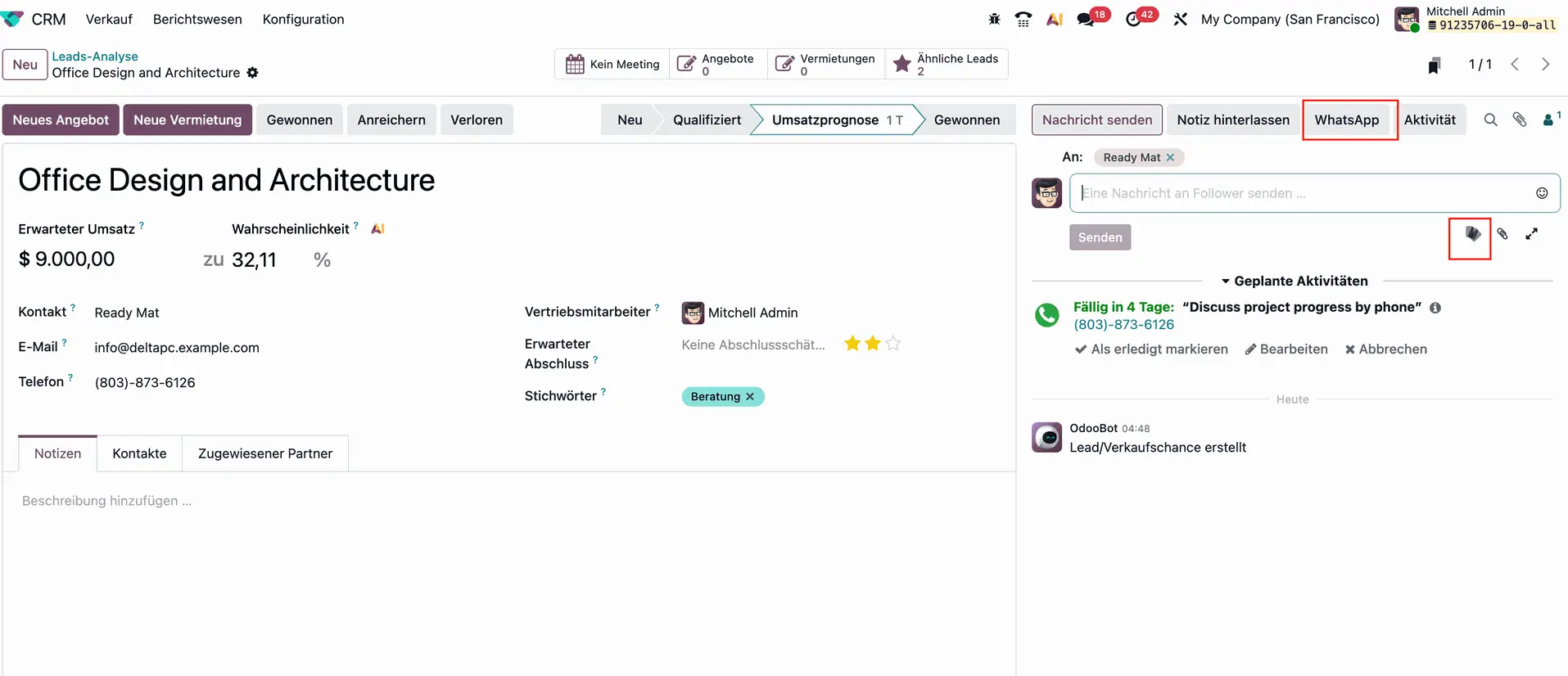 Odoo 19 CC Antworten, Chatter Verbesserungen, Kommunikation, CRM