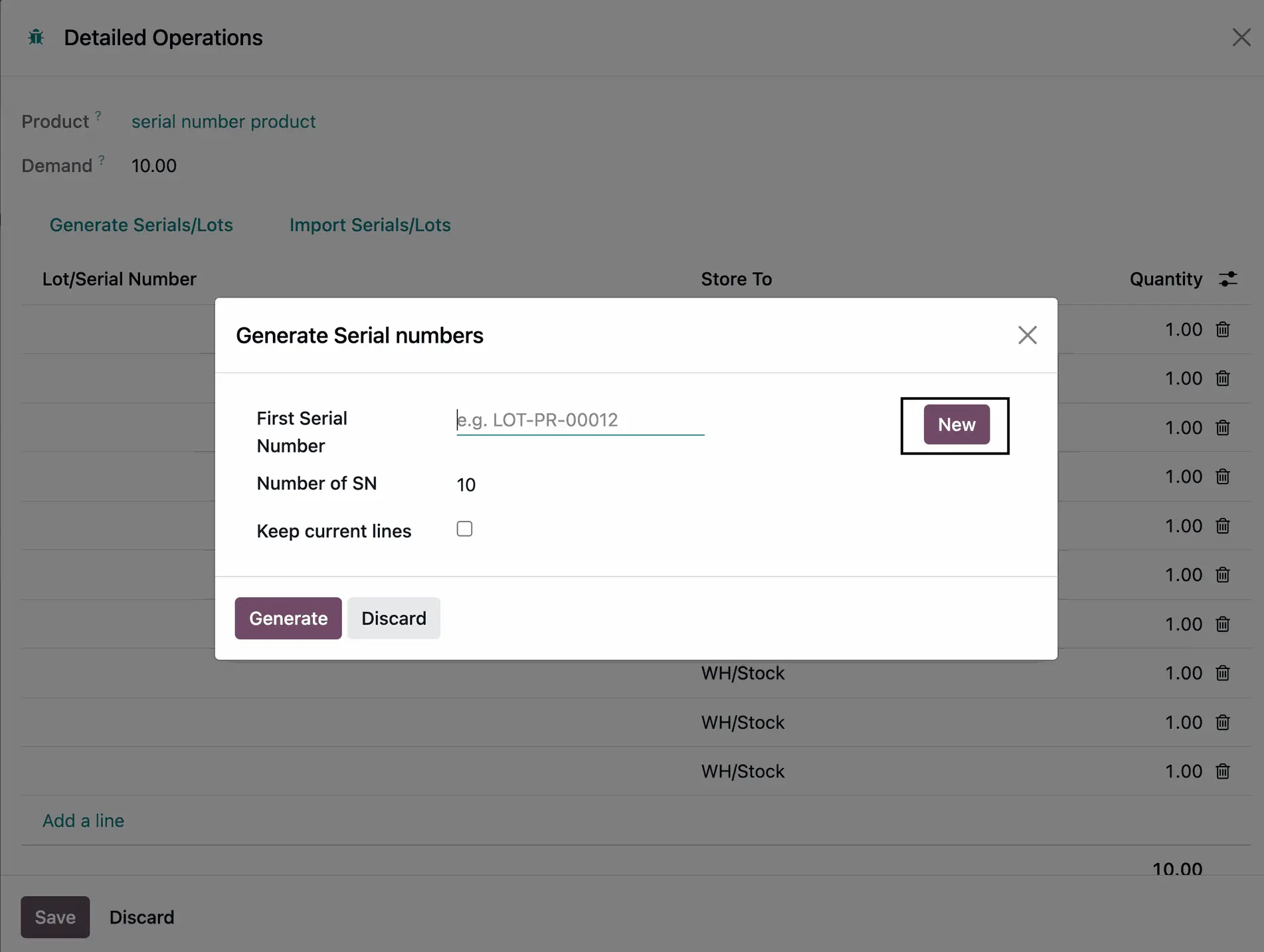 Odoo Seriennummern, Auto-Generierung, Startserial, Einzigartige Serials