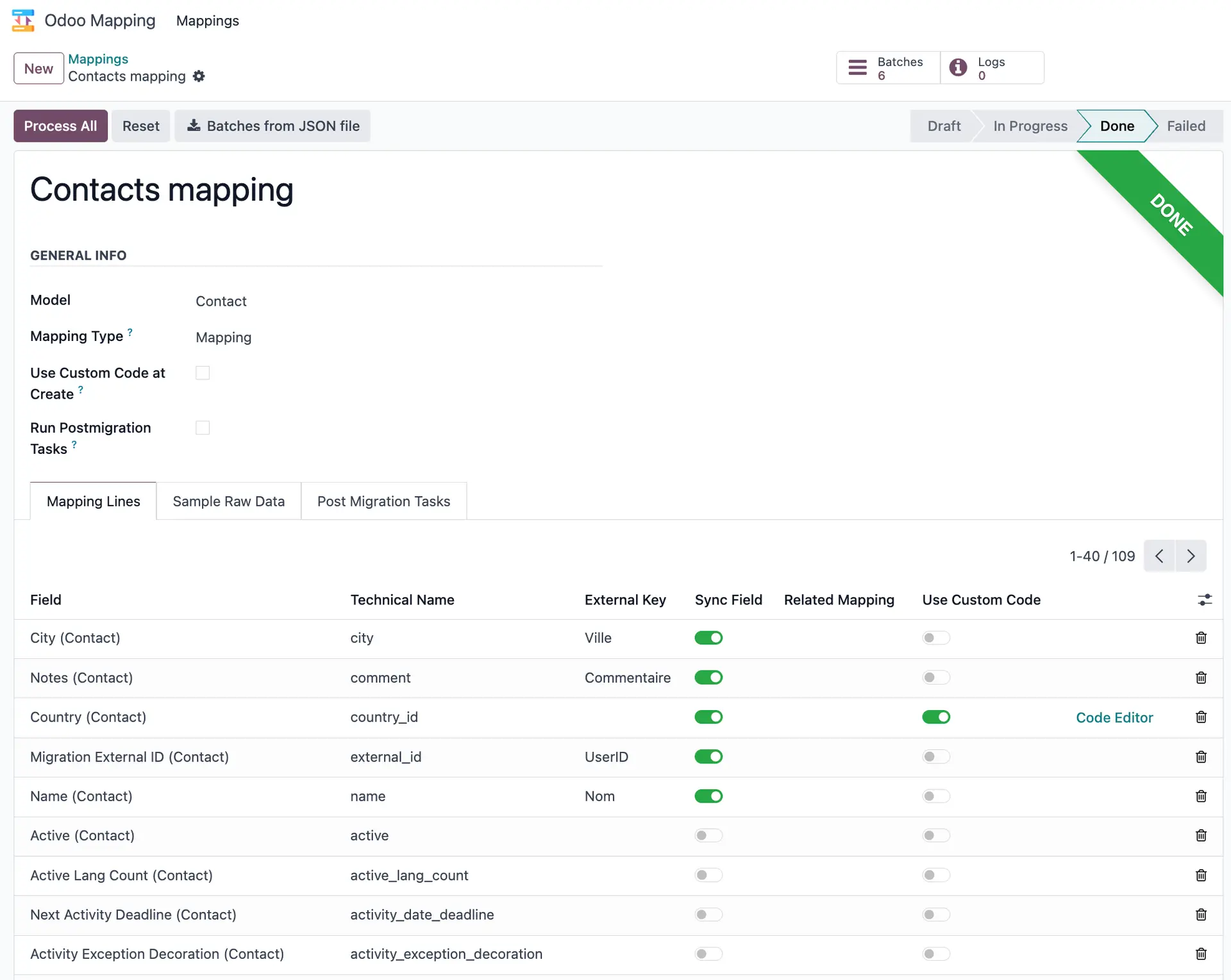Odoo Migration Suite, Mapping Engine, Datenmigration, REST API, CSV Import, XLSX