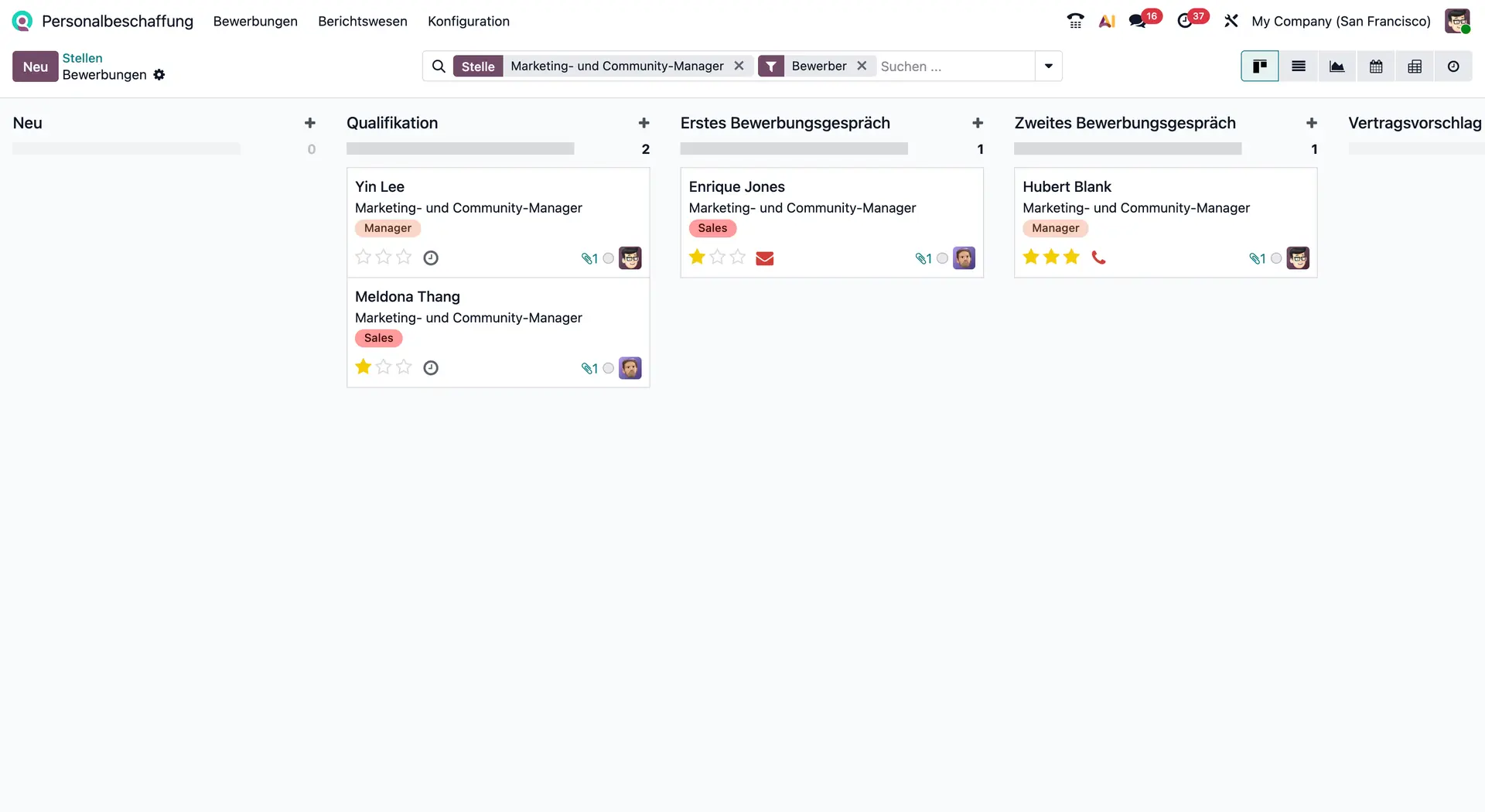 Steuern Sie Recruiting, Bewerbungen und Onboarding zentral und effizient mit Odoo. Odoo Recruiting, Bewerbermanagement, Stellenanzeigen, Kandidatenpipeline, Interviews, Onboarding