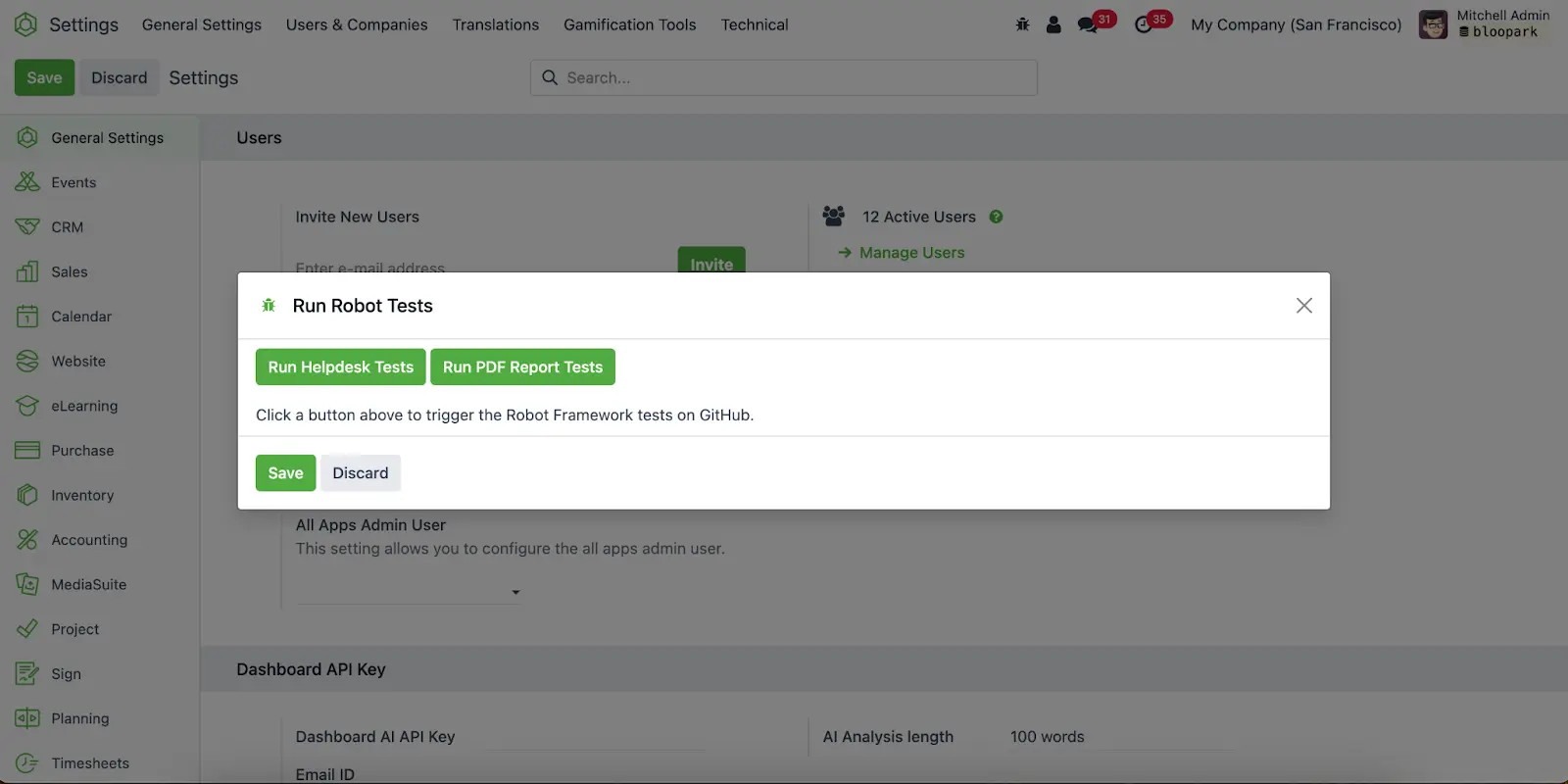 Odoo Qualitätssicherung, Robot Tests, Testautomatisierung, Odoo Modul, UI Runner