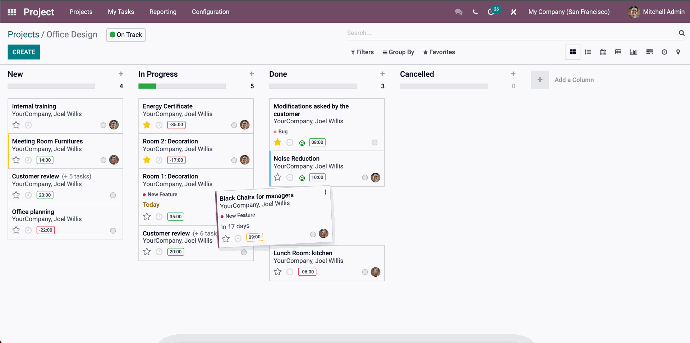 Odoo Projekte: Kanban Ansicht Odoo Projekte: Kanban Ansicht