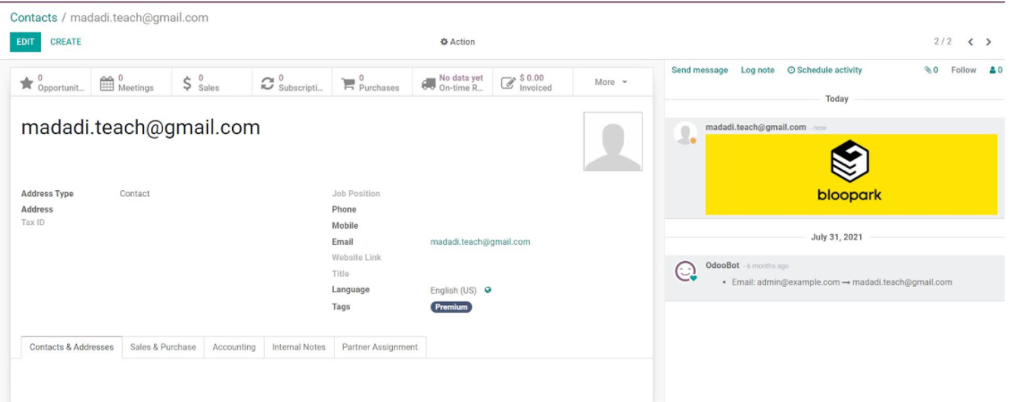 Ergebnis automatisierte Mail in Odoo Ergebnis automatisierte Mail in Odoo