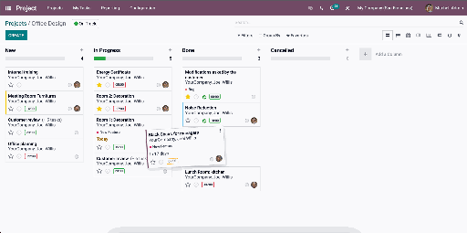 Odoo Projekte: Kanban Ansicht Odoo Projekte: Kanban Ansicht