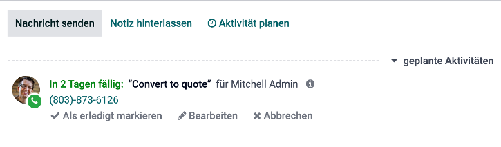 Button um Nachricht aus Odoo zu versenden