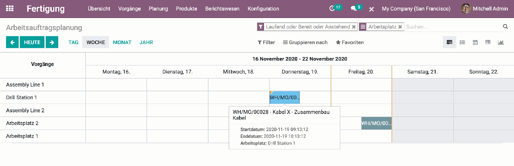 Planung Arbeitsauftrag in Odoo Fertigung Planung Arbeitsauftrag in Odoo Fertigung