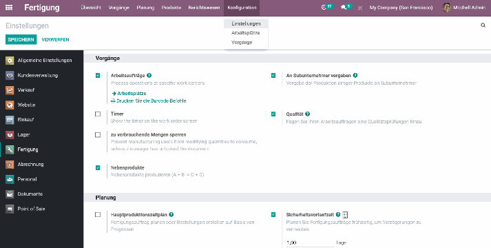 Konfigurationen Odoo Fertigung Konfigurationen Odoo Fertigung