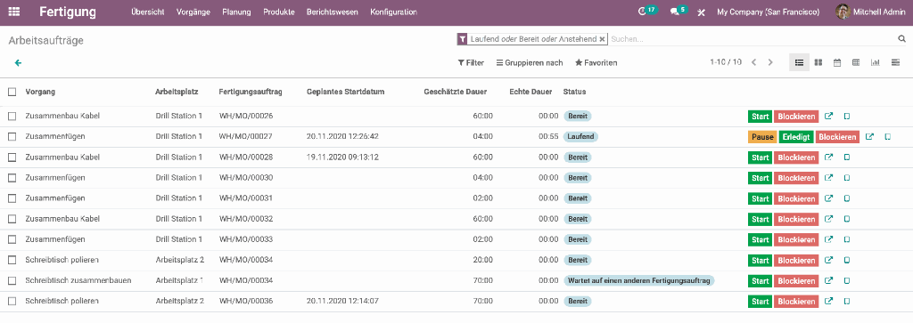 Arbeitsauftrag Odoo Fertigung Arbeitsauftrag Odoo Fertigung